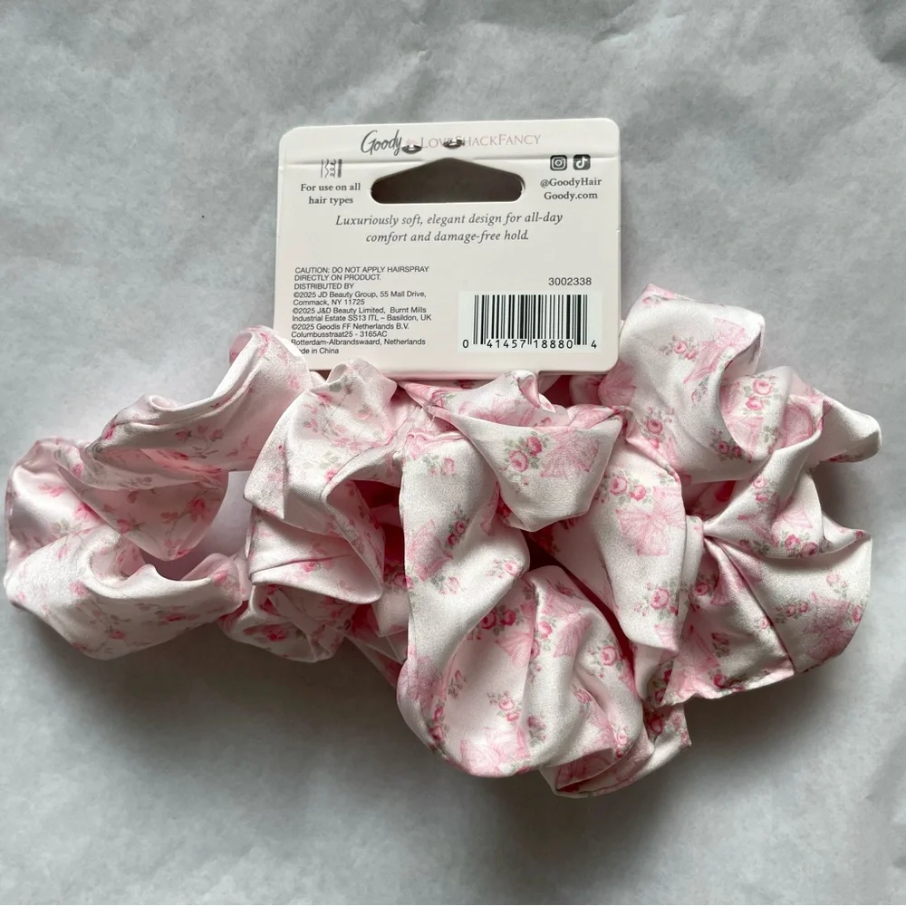 LOVESHACKFANCY Goody Pink Satin Scrunchies 3pc